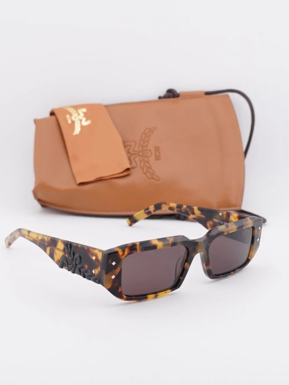 MCM MW0013 53E Rectangle Sunglasses – Blonde Havana / Brown